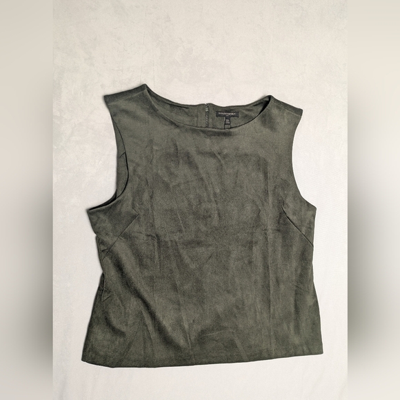 Banana Republic XXL Suede Olive Green Sleeveless Blouse - Picture 1 of 5